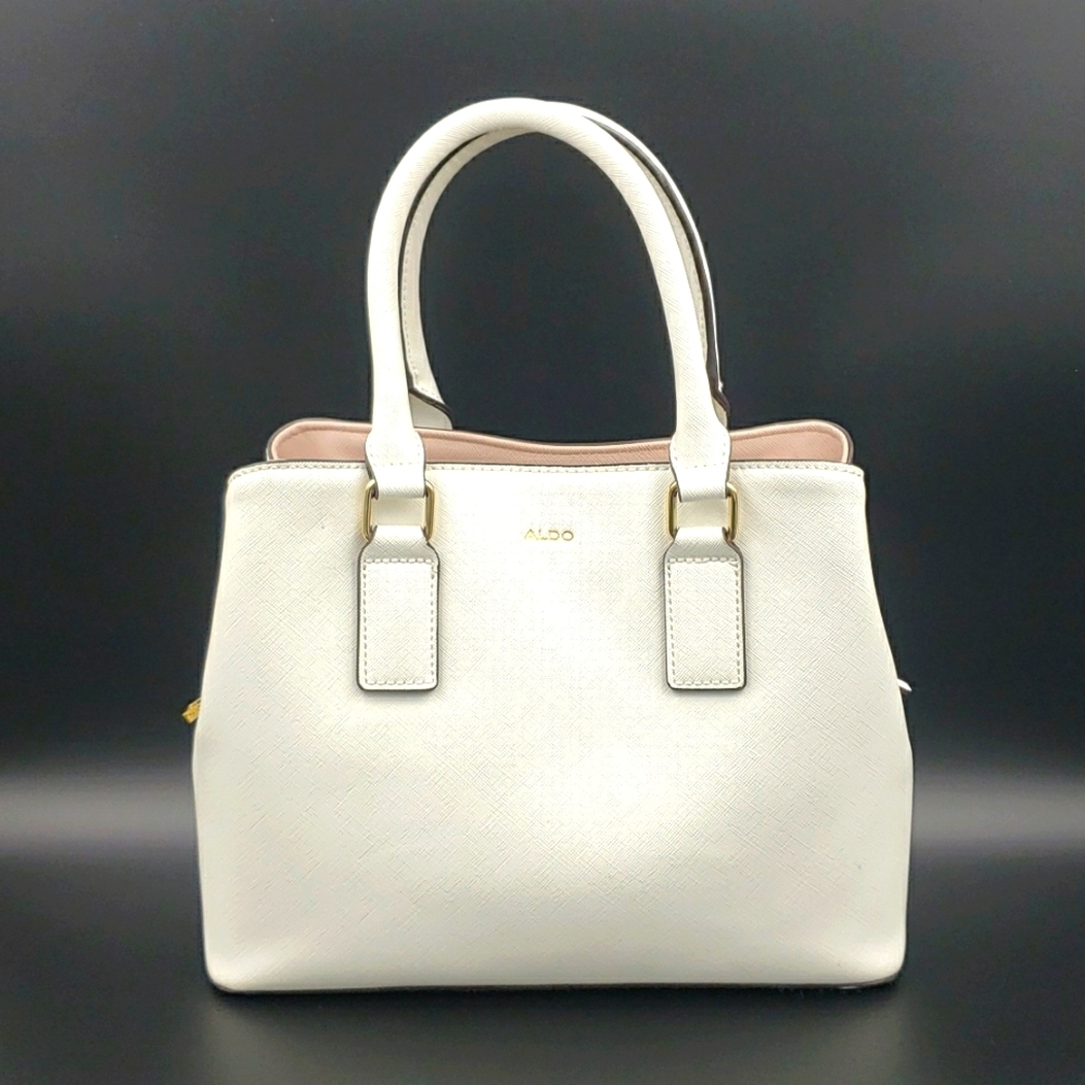 ALDO Chic White Pink Fashion Handbag Tote Purse